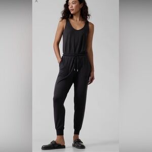 Athleta Balance jumpsuit black size Small S one piece bodysuit stretch ankle